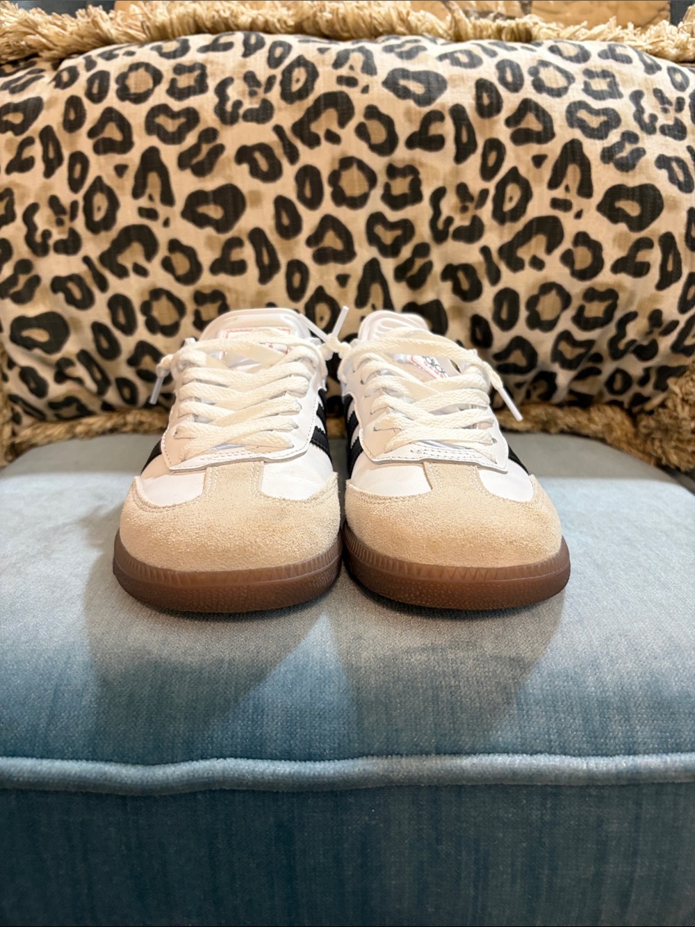 Adidas Samba Sneakers in White, Black & Tan - Picture 4 of 8